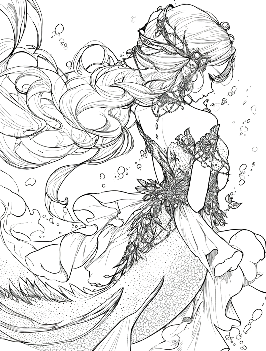 little mermaid coloring pages - adult coloring books