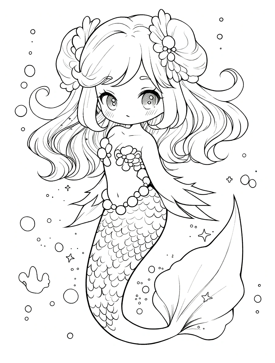 mermaid coloring page - coloring pages for adults