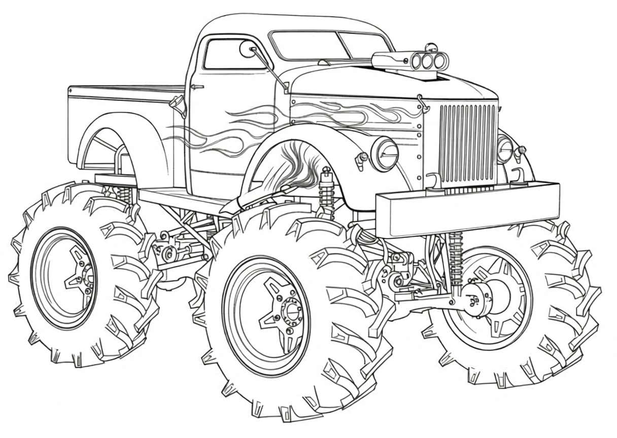 monster truck coloring pages - adult coloring pages