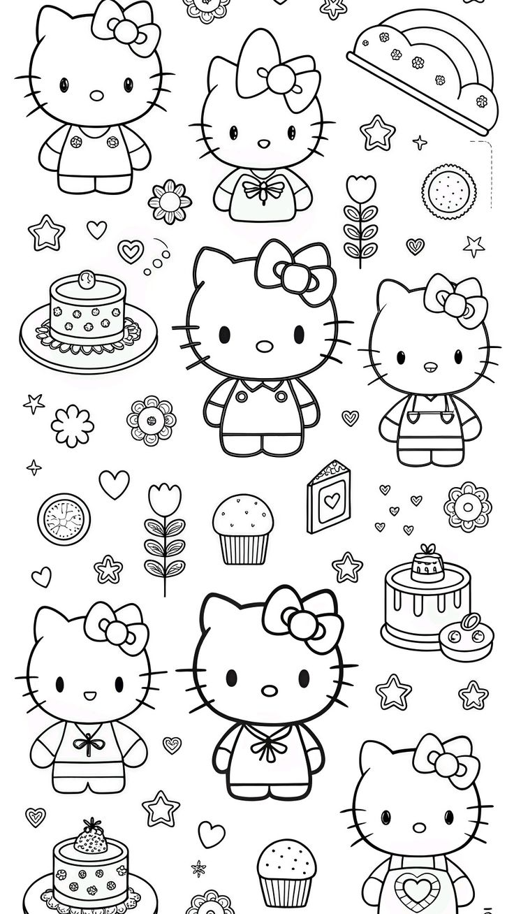 cute hello kitty coloring pages - coloring page for kids
