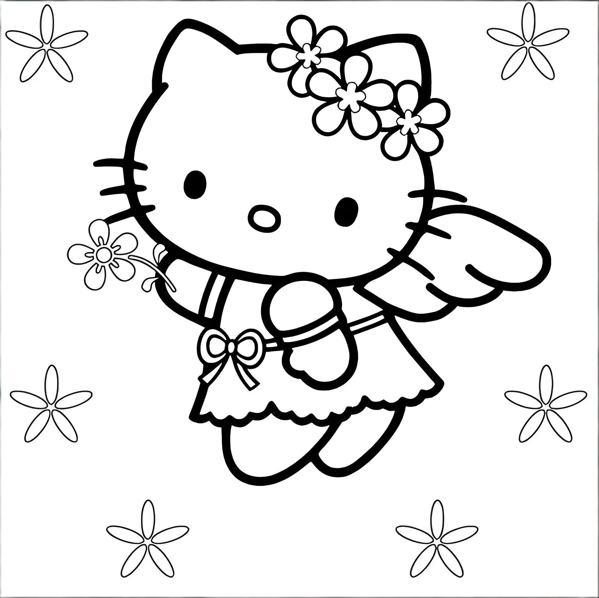 hello kitty color page - cute coloring pages for kids